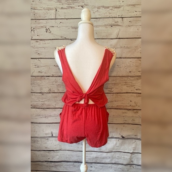 Lace top romper coral Small - Picture 3 of 7